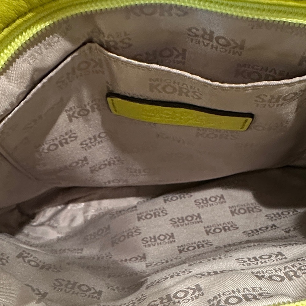 Michael Kors Leather Bright Neon Yellow Green Crossbody Bag - Picture 12 of 15